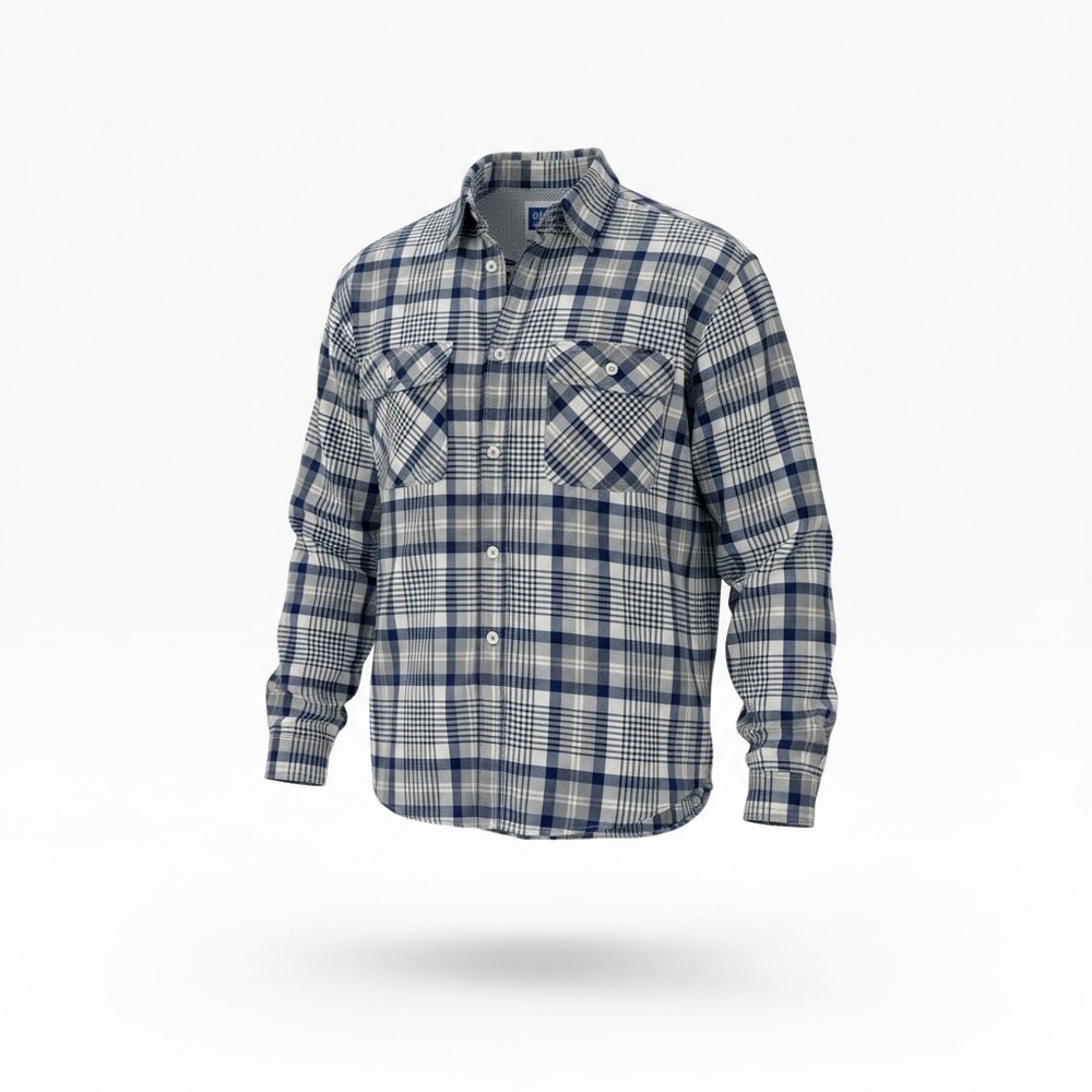 Columbia PFG Super Bahama Mens XL Fishing Shirt Blue Plaid Long Sleeve Vent